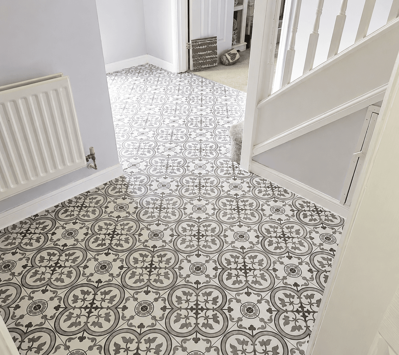 Patterned Hallway Floor by KB Tiling Essex
